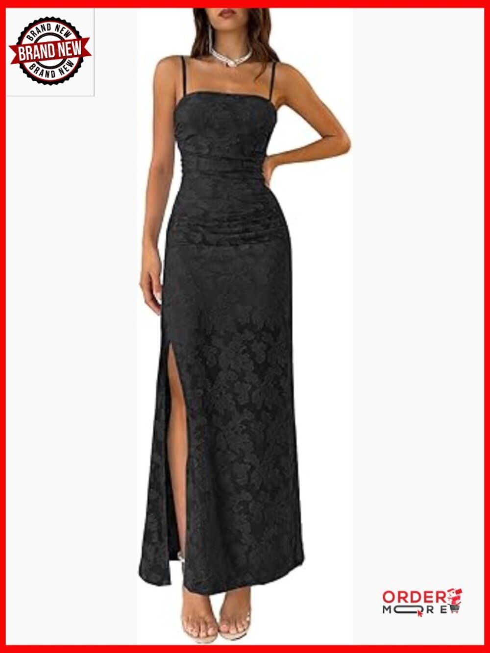 Formal Wedding Guest Maxi Dress Bodycon Ruched Spaghetti Strap Slip